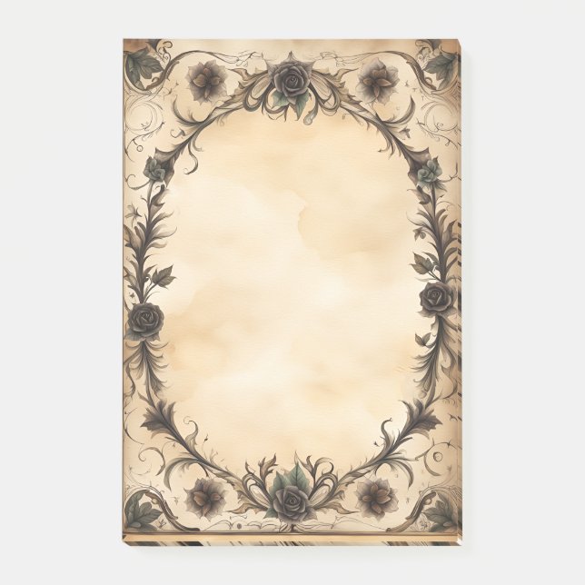 Gothic Rose Antique Oval Frame Post-it Notes (Front)