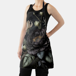 Gothic Rose Arrangement Black Flower Apron