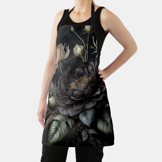  Gothic Rose Arrangement Black Flower Apron (Insitu)