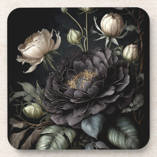 Gothic Rose Arrangement Black Flower Coaster