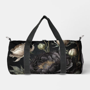 Gothic Rose Arrangement Black Flower Duffle Bag