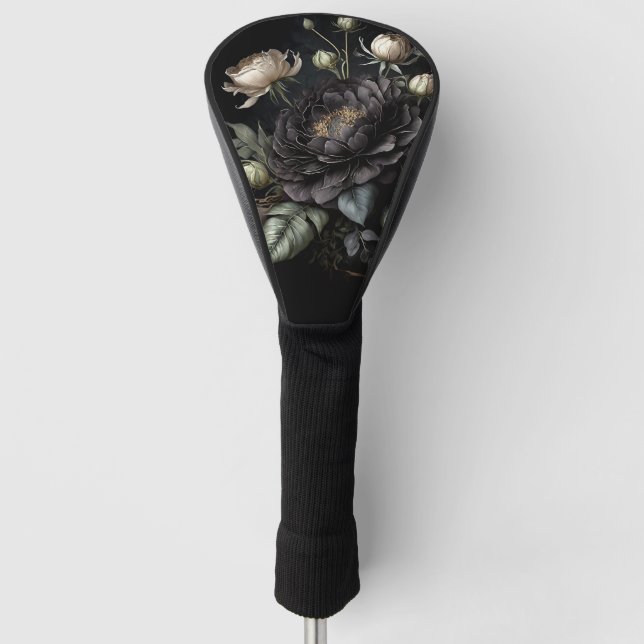 Gothic Rose Arrangement Black Flower Golf Head Cover (Front)