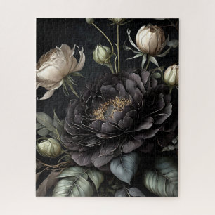 Gothic Rose Arrangement Black Flower Jigsaw Puzzle