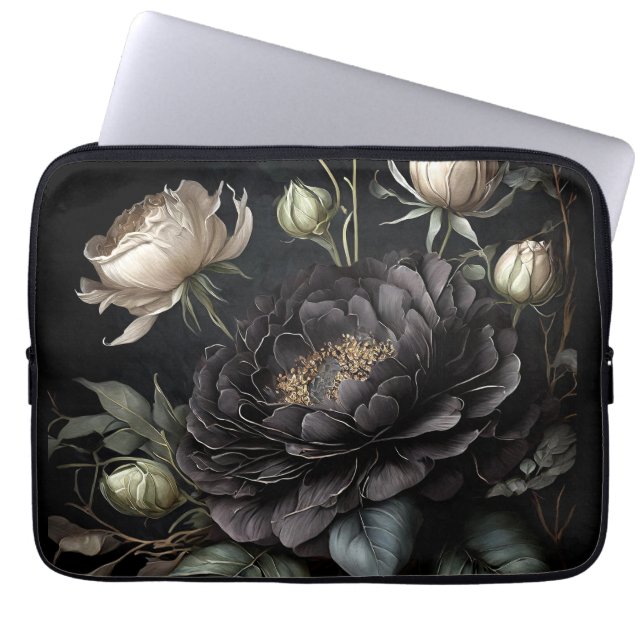  Gothic Rose Arrangement Black Flower Laptop Sleeve (Front)