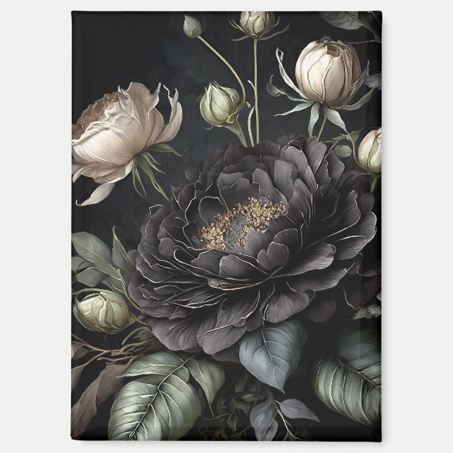  Gothic Rose Arrangement Black Flower Magnet (Front)