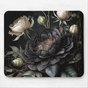 Gothic Rose Arrangement Black Flower Mouse Pad