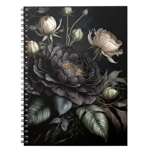  Gothic Rose Arrangement Black Flower Notebook (Front)