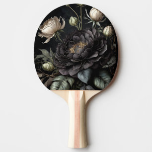 Gothic Rose Arrangement Black Flower Ping Pong Paddle