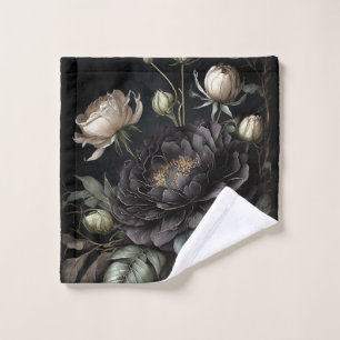 Gothic Rose Arrangement Black Flower Wash Cloth