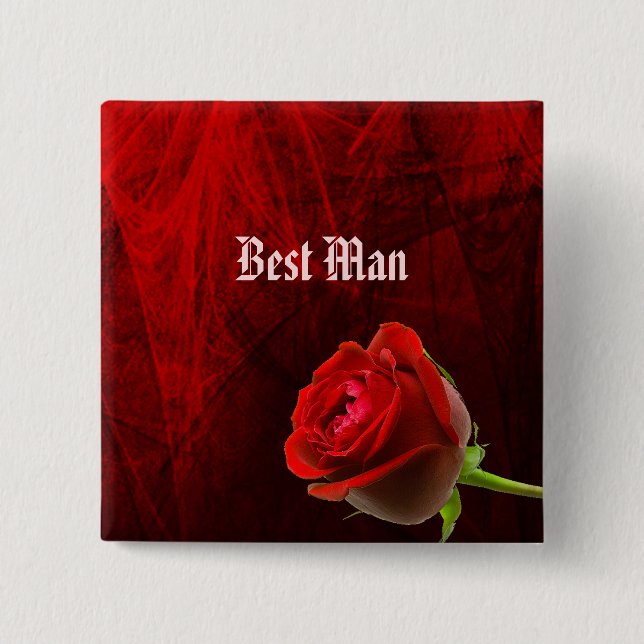 Gothic Rose Best Man Button (Front)