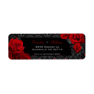 Gothic Rose Black and Red Wedding Labels