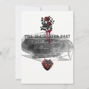 Gothic Rose Black Red Heart Blood Drip Invitation