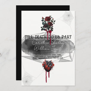 Gothic Rose Black Red Heart Blood Drip Invitation