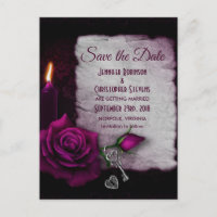 Gothic Rose, Candle and Locket Save the Date