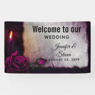 Gothic Rose, Candle, and Parchment Wedding Banner