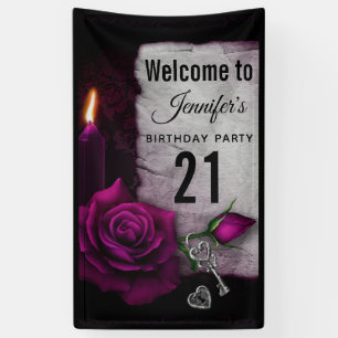 Gothic Rose, Candle, Parchment and Locket Birthday Banner