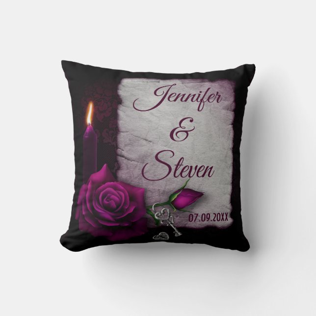 Gothic Rose, Candle, Parchment and Locket Cushion (Front)