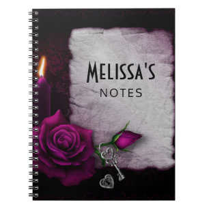 Gothic Rose, Candle, Parchment and Locket Notebook