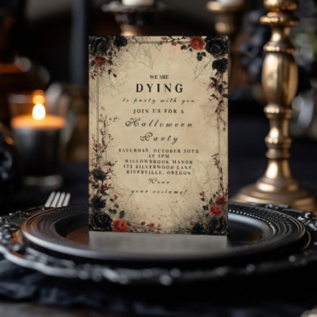 Gothic Rose Cobweb Halloween Celebration Invitation (Creator Uploaded)