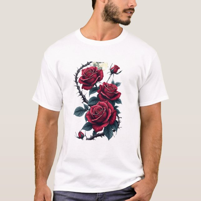 Gothic Rose Garden - Dark Romantic Florals T-Shirt (Front)