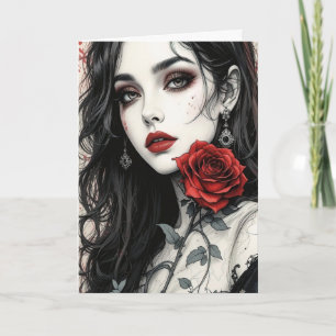 Gothic Rose Halloween Elegant Vampire Girl Art Card