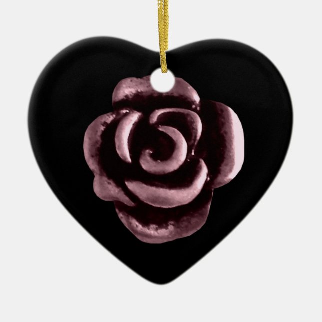 Gothic rose heart anniversary ceramic ornament (Front)
