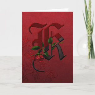 Gothic Rose Monogram K Note Card