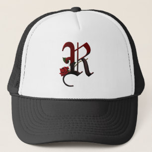 Gothic Rose Monogram R Trucker Hat