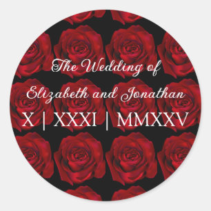 Gothic Rose Moody Romance Dark Wedding Classic Round Sticker