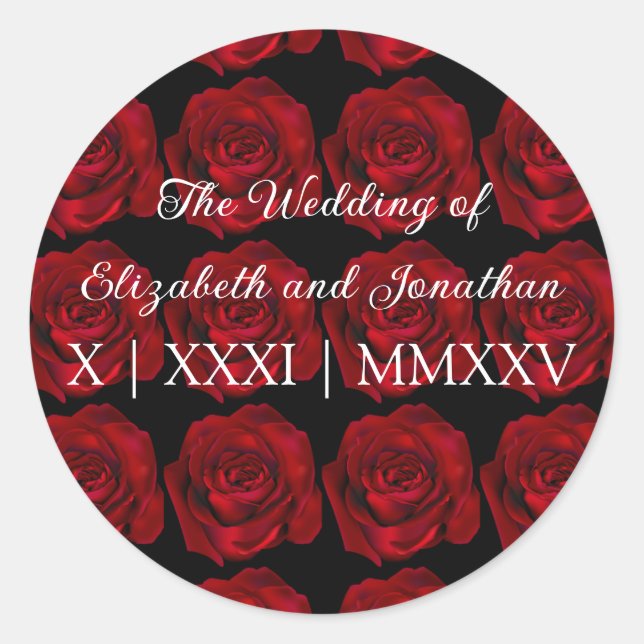 Gothic Rose Moody Romance Dark Wedding Classic Round Sticker (Front)