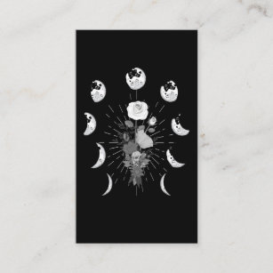 Gothic Rose Moon phases Witchy Crescent Business Card