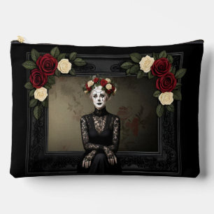 Gothic Rose Queen – Dark Romantic Art with Skeleto Accessory Pouch