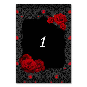 Gothic Rose Red and Black Table Number