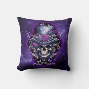 Gothic Rose Skull Halloween Cushion