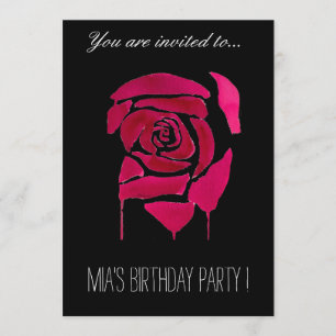 Gothic rose teenage girl birthday party invitation
