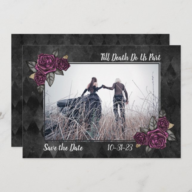 Gothic Rose Till Death Do Us Part Save the Date (Front/Back)