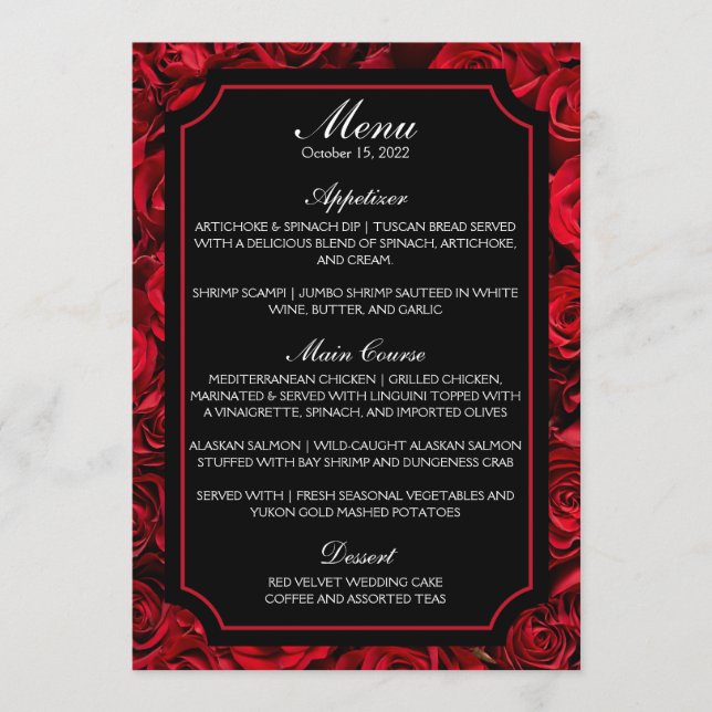 Gothic Rose Wedding Menu (Front)