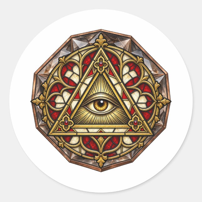 Gothic Rose Window Eye Sticker (Front)