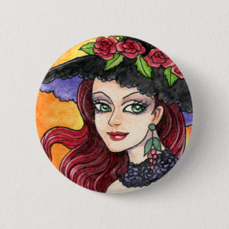 Gothic Rose Witch Fantasy Button by Ann Howard