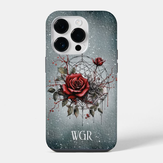 Gothic Rose Wreath Monogram  iPhone Case (Back)
