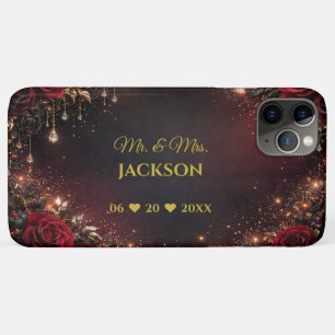 Gothic Roses Couples Name & Wedding Date iPhone 11 Pro Max Case
