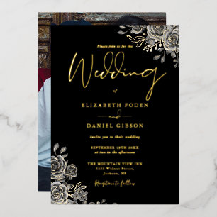 Gothic Roses Floral Photo Wedding Black And Gold