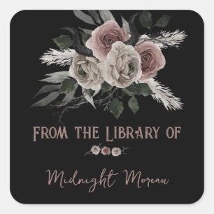Gothic Roses From The Library Of Bookplate Label