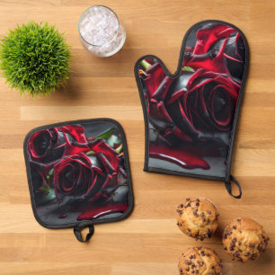 Gothic Roses Oven Mitt & Pot Holder Set