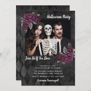 Gothic Roses Photo Halloween Party Invitation