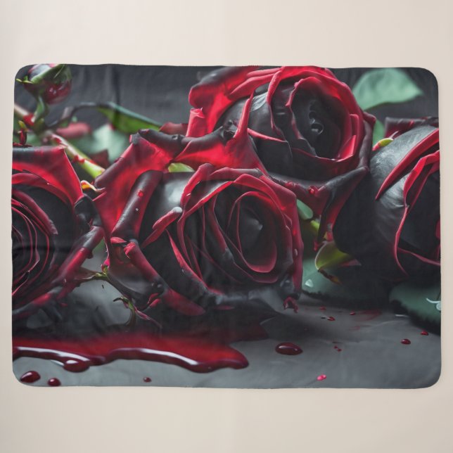 Gothic Roses Sherpa Blanket (Front (Horizontal))
