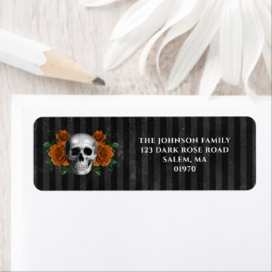 Gothic Roses Skull Halloween Return Address Return Address Label
