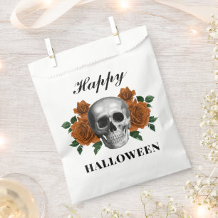 Gothic Roses & Skull Happy Halloween Favour Bag