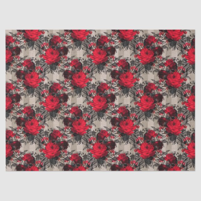 Gothic roses tiled party tissue paper (Front)