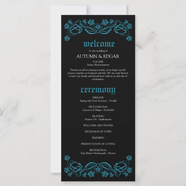 Gothic Roses Wedding Program (Front)